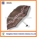 Three folding fancy umbrella with rubber round handle